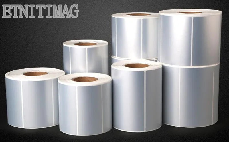 2500 Lembar/Roll-2 Pack Label Sticker 50x20mm Perak Kosong PET Barcode Printer Label Untuk TLP2844 ZP450 menerima custom made Ukuran
