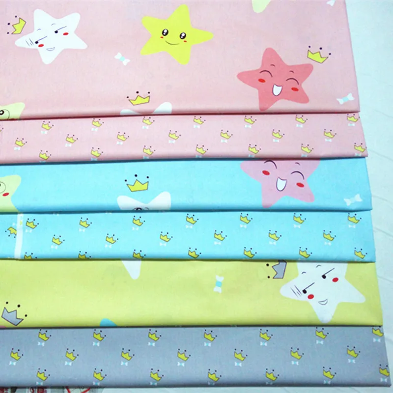 

half meter 50*160cm star crown print patchwork cotton fabric for Tissue Kids home textile for Sewing Tilda Doll CR-A342