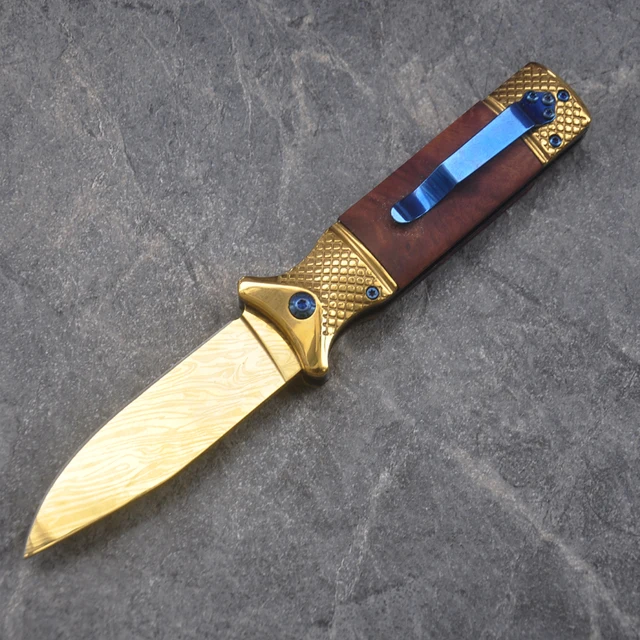 8.2'' Tactical folding knife wood handle steel blade camping survival pocket practical portable knives outdoor hunting tools EDC 4