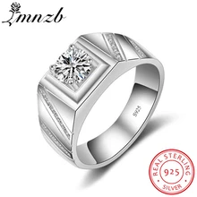 LMNZB твердый 925 Серебряное кольцо 6 мм CZ Diamant Свадебные Обручение кольца для парня ювелирный подарок LMJZ006