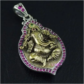 

Original Thai handmade works Elephant Fortune Silver Thai Pendant inlaid zircon
