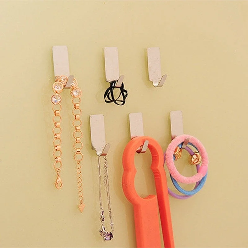 Buy Best Selling 6Pcs Stainless Steel Self Adhesive Stick Wall Hook Hanger