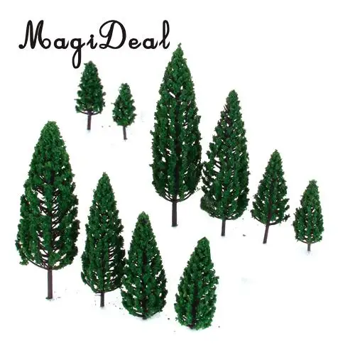 MagiDeal 22Pcs/Set 3-16cm Green Model Trees Train Railway Railroad Architecture War Game Scenery Scene Layout Landscape
