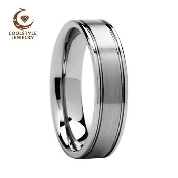 

6MM Tungsten Carbide Wedding Band For Men Women Grooved Brushed Polished Comfort Fit