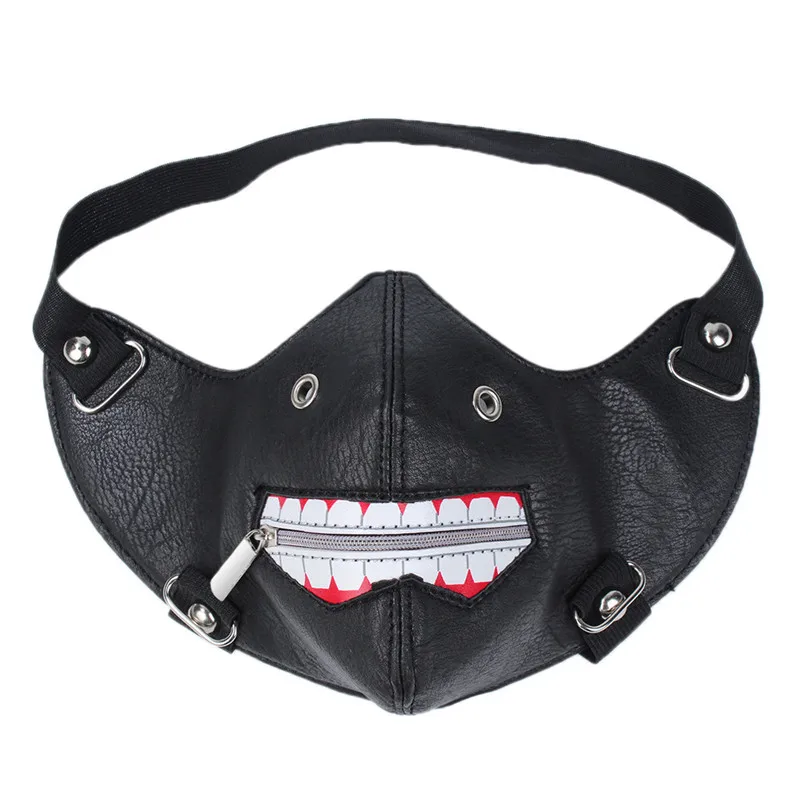 Полиуретановая маска в стиле панк для косплея, Токийский Гуль, 2 Kaneki Ken, маска на молнии, опора из искусственной кожи, унисекс, стимпанк, маска в готическом стиле, мотоциклетная маска байкера