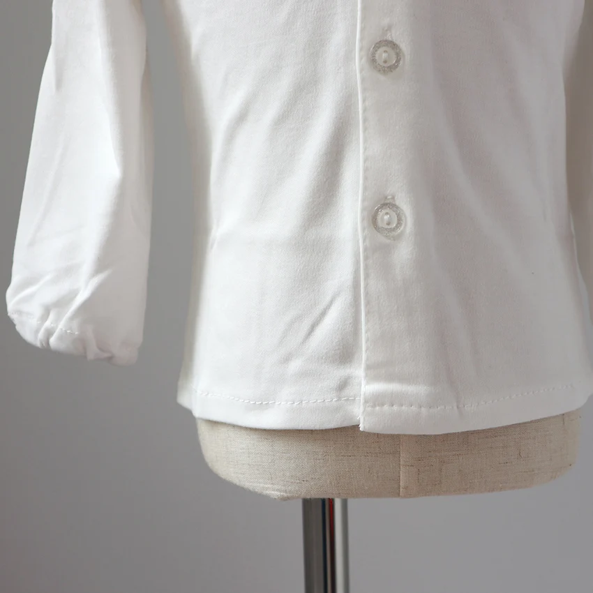 Детская Базовая рубашка из хлопка для девочек весенне-осенняя Базовая рубашка из хлопка с кружевом для малышей Белый Топ
