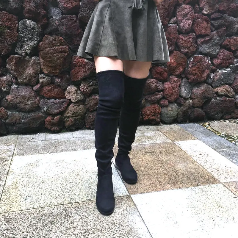 flat over knee boots