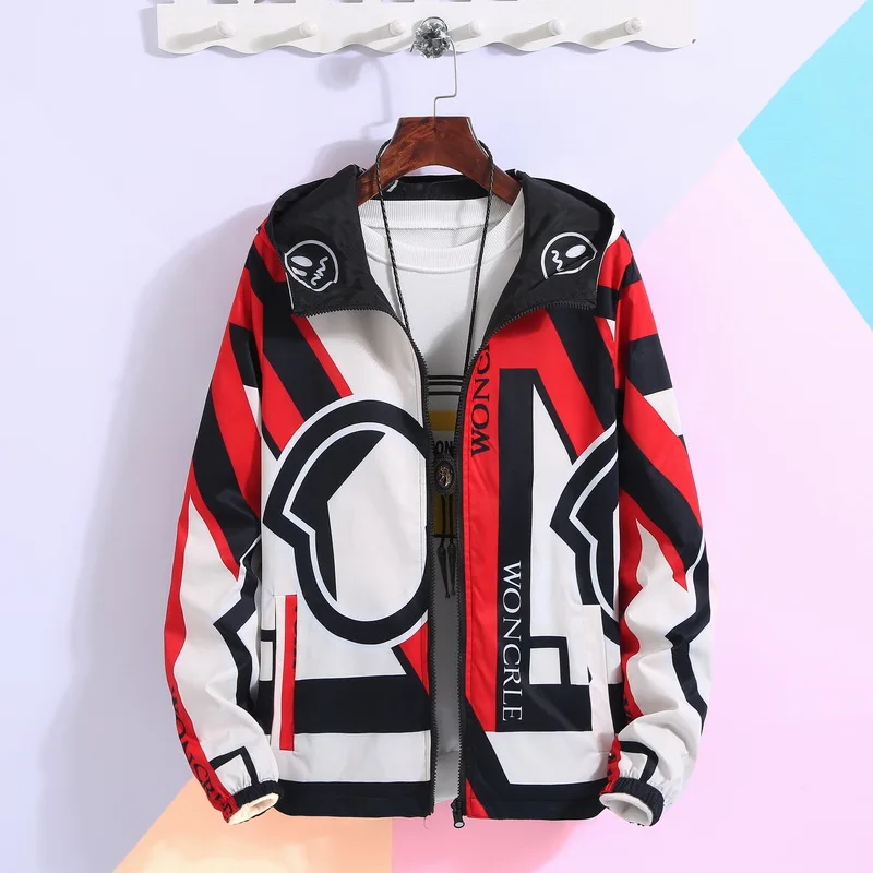 

Couples double-sided jacket men's fashion color matching hooded jacket 2019 spring autumn new casual dress thin coat