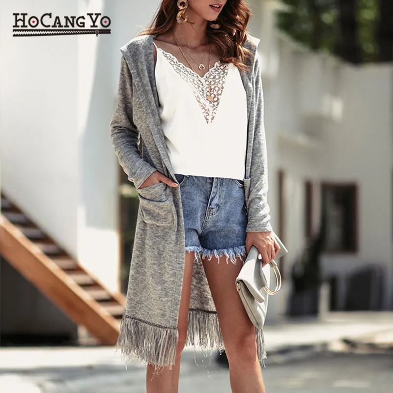 

Spring Women Long Sweater Knitted Hooded Large Size Open Stitch Knit Cardigans Sweater Loose Women Casual Streetwear Cardigan