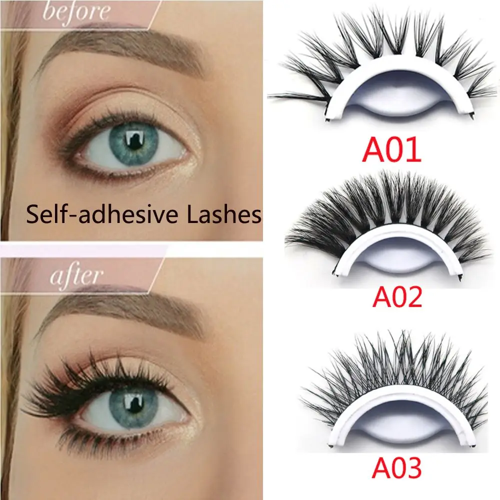 1 Pair NEW Self adhesive 3D 100 Mink Hair False Eyelashes No Glue