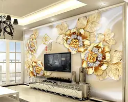 Beibehang обои 3D трехмерная роскошный золотой цветок jewelry ТВ фоне стены спальня гостиная 3d обои