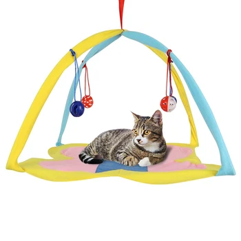 

Pet Cats Hammock Bed Ball Toys Hanging Bells Toys Platform Cat Pad House Pet Furniture Cat House Kennels Cats Supplies