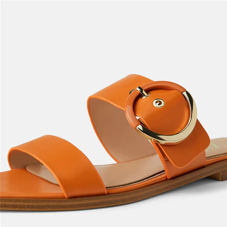 

2019 new flat sandals two-color buckle tendon bottom women's slippers