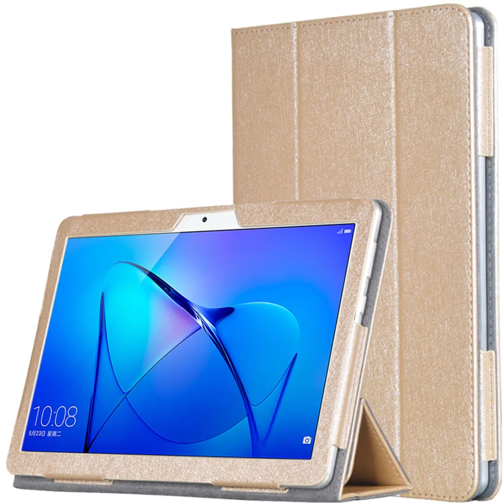 Чехол для Huawei MediaPad T3 10 складной с шелковым узором из искусственной кожи