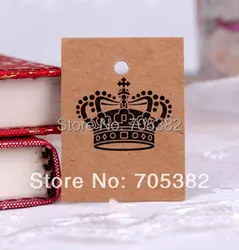 3x4 см (со шнуром) крафт-Бумага одежды тег корона дизайн Бумага ценники подарок Бумага ценники Этикетки закладки (SS-579