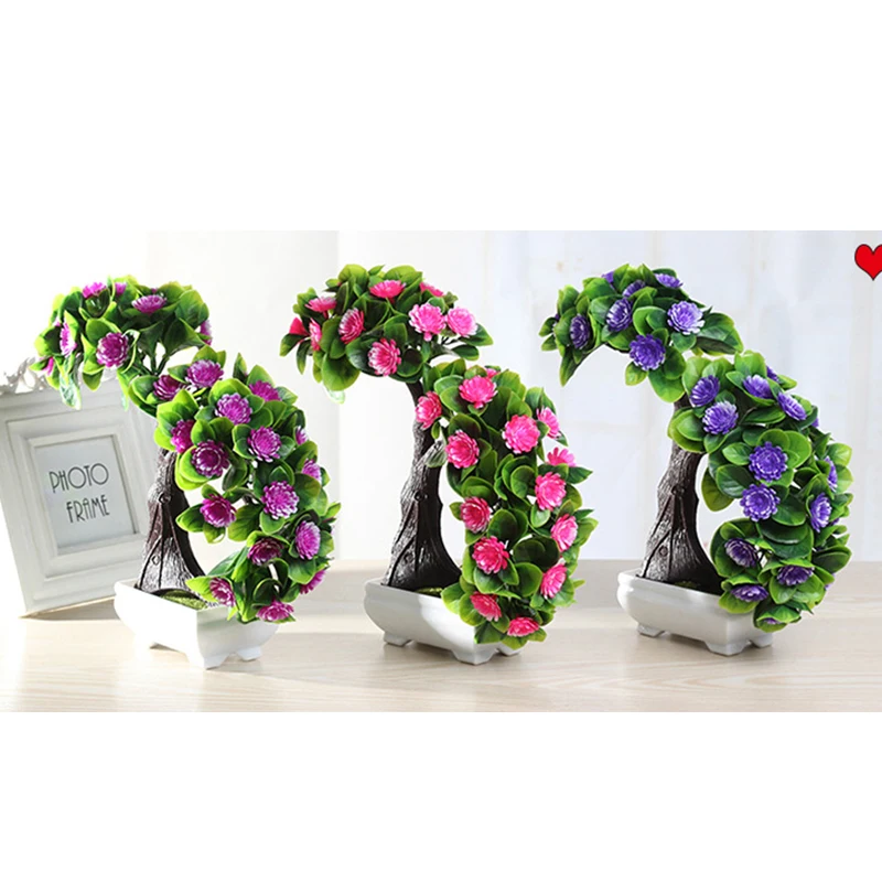 

New Artificial Plant Guest-greeting Pine Tree Bonsai Traditional Chinese Greeting Pine Trees For Desktop Home Decoration