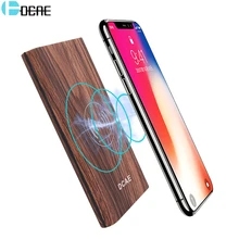 DCAE 10000mAh QI Wireless Charger Wood Texture Portable Power Bank for iPhone X 8 Samsung S8 Mobile Powerbank External Battery