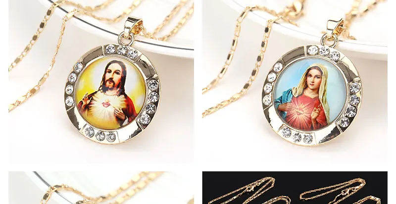 CWEEL Jesus Cross Necklaces Pendant Virgin Mary Mens Necklace Women Long Ethnic Statement Bead Christmas Jewelry Necklaces (4)