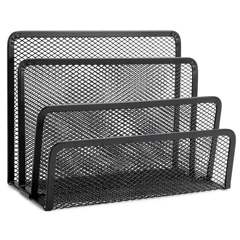 Metal Black Mesh Bookend Anti skid Shelf Document Holder Base Reading