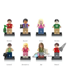 100 шт./лот X0125 кирпичи Шелдон, Леонард Пенни Howard Rajesh Эми Бернадетт, строительные блоки, игрушки для детей