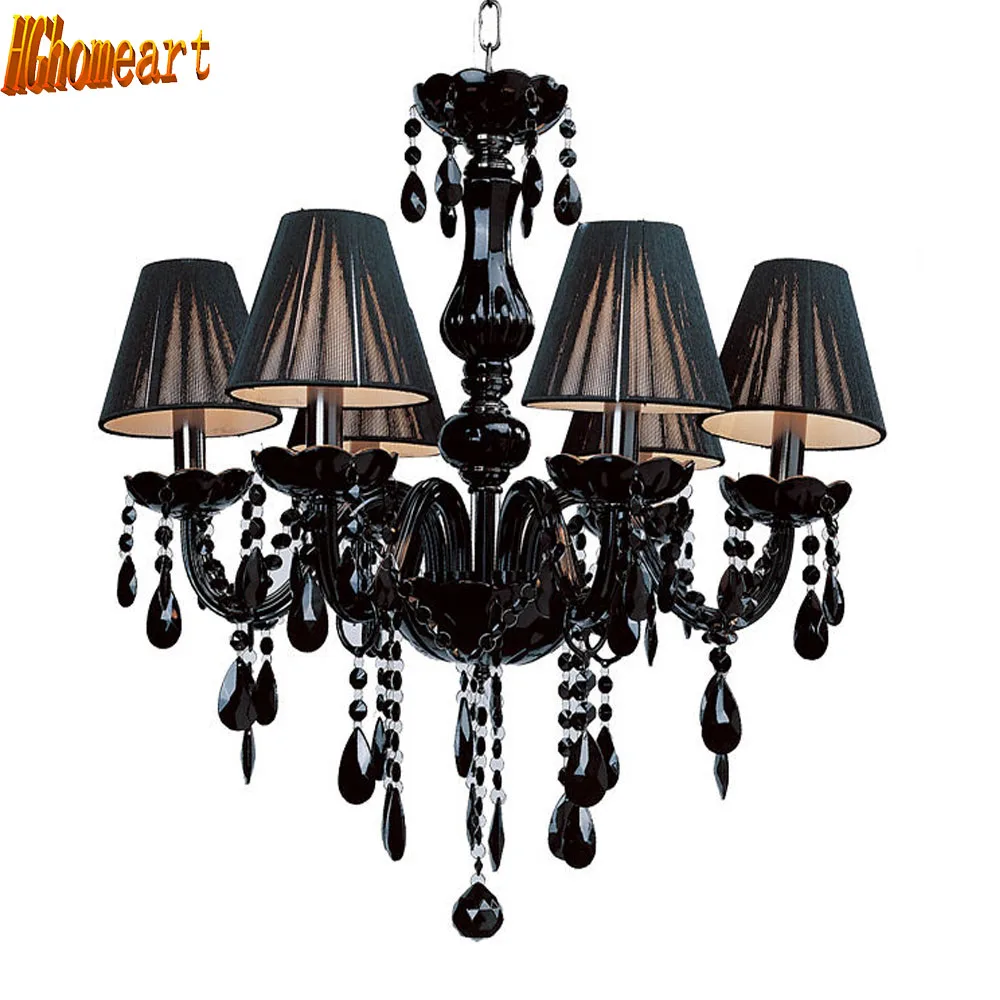 

2017 New European Fashion Black Crystal Chandelier 110v-220v Living Room Dining Room Bedroom E14 Candles Crystal Chandeliers