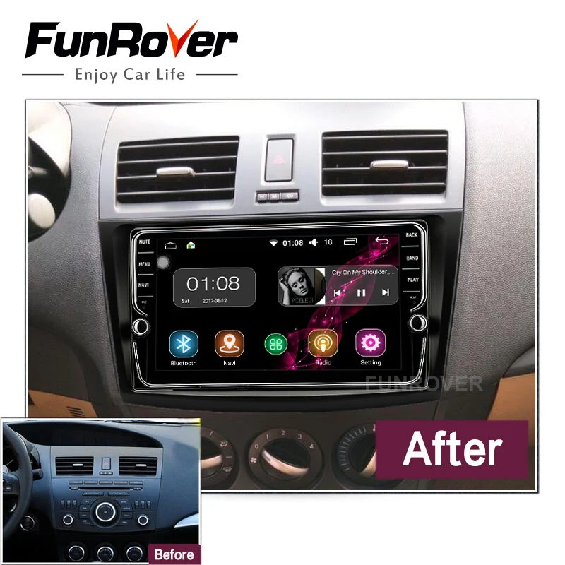 Top Funrover 2 Din IPS Android 8.0 Car DVD Player For Mazda3 Axela 2009-2012 Car Multimedia gps navigation Car Radio Player 2G 32G 1