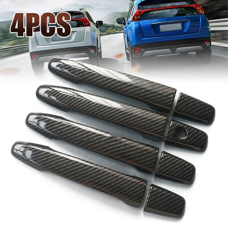For Mitsubishi Lancer EX Evolution X 08-17 4pcs Carbon Style Door Handle Cover Auto Accessories Styling Mayitr