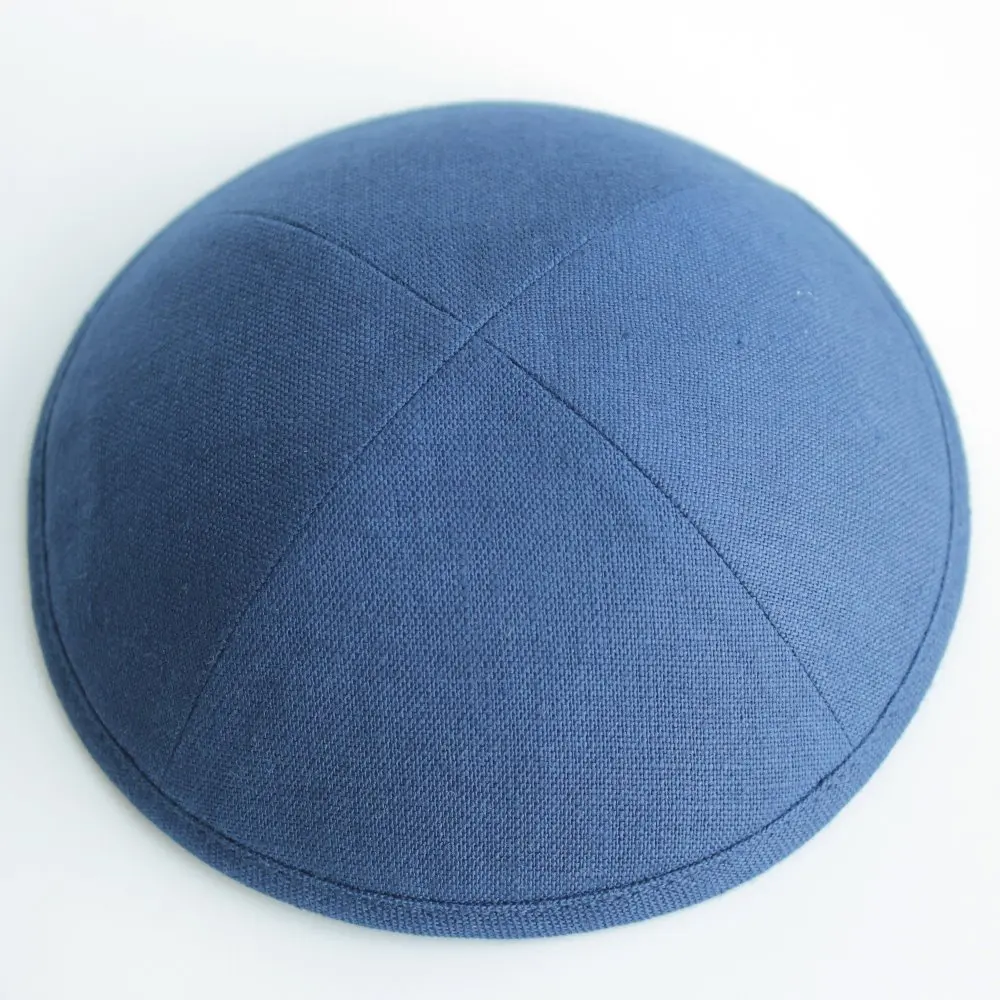 Navy blue Linen kippot Jewish Yarmulke Kippah Kippot 17cm skull caps