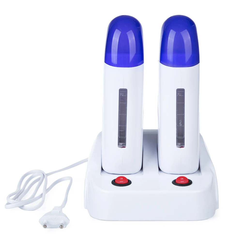 

2pcs Electric Epilator Base Roll On Refillable Depilatory Wax Heater Hot Body Hair Removal Depilation Waxing Set Machine