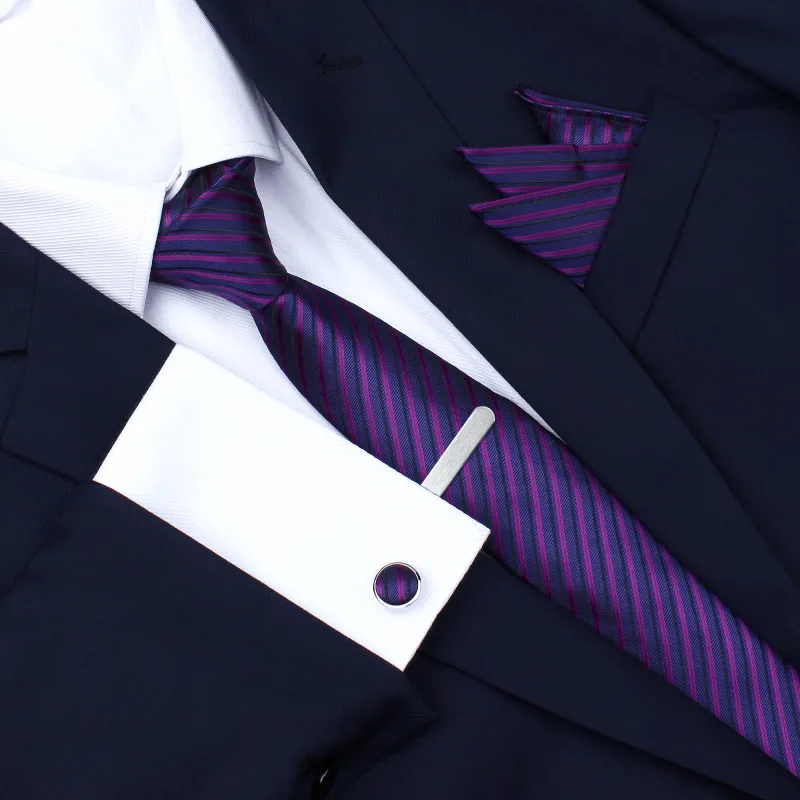 

HAWSON High Quality Men's Tie Set with Pocket Square Ties Clip Button Cover Cuff-links in Gift Box for Business or Wedding