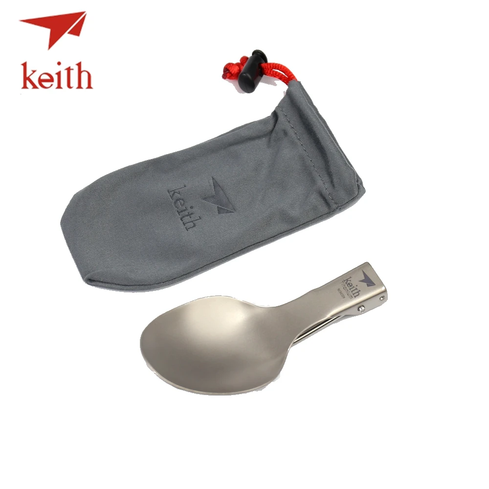 Keith 티타늄 접이식 스푼, 휴대용 야외 캠핑 수저, 여행 식기, 피크닉 하이킹, 편리한 티타늄 스푼, 20g