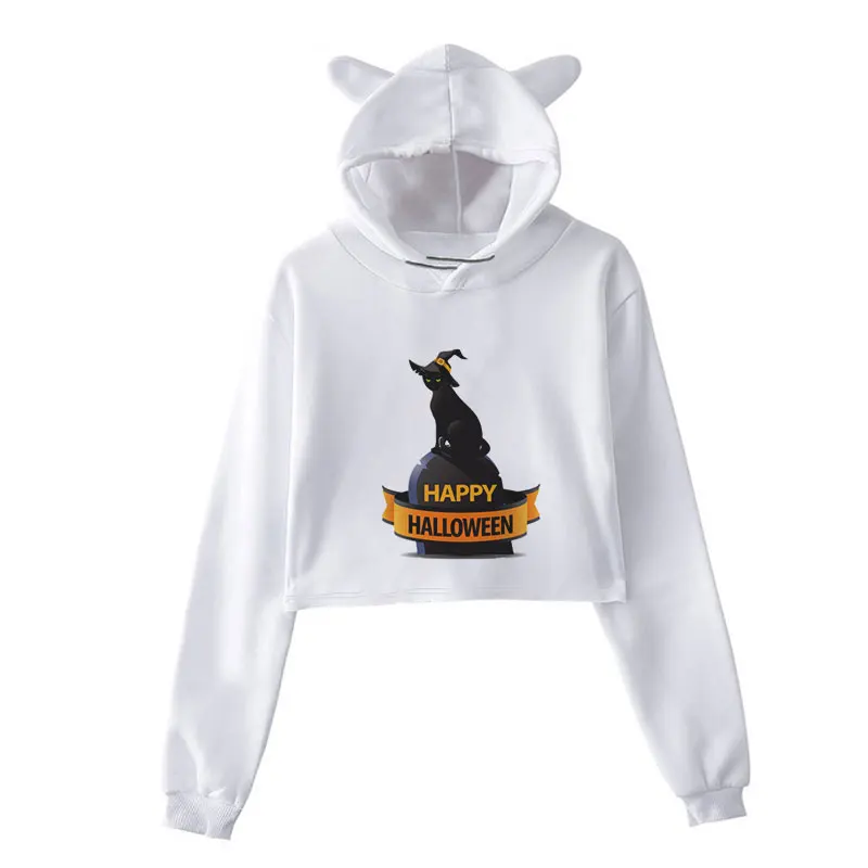 Sudaderas mujer 2018 озорной Черный кот печати толстовки для женщин Harajuku Kawaii толстовка плюс размеры Sudaderas уличная одежда