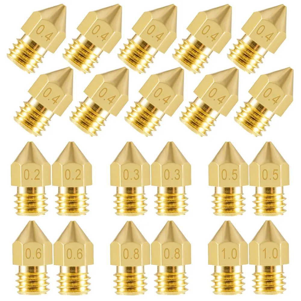 

22pcs 3D Printer Nozzles MK8 Extruder Nozzle Extruder Print Head 1.75mm for 3D Printer Anet A8 Makerbot MK8 Creality CR-10 Ender