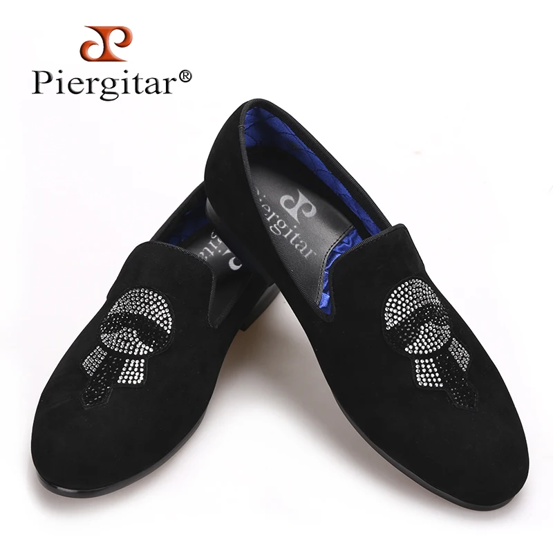 Piergitar New Handmade Men Velvet shoes with Lagerfeld Rhinestones Fashion Party and Prom Men Loafers Big size smoking slippers Piergitar New Handmade Men Velvet shoes with Lagerfeld Rhinestones Fashion Party and Prom Men Loafers Big size smoking slippers