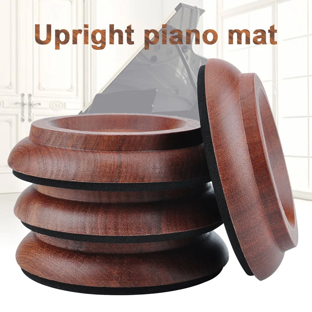 

4 Pcs Upright Piano Wooden Caster Cups Anti-slip Mat Leg Pads with EVA Protection ASD88