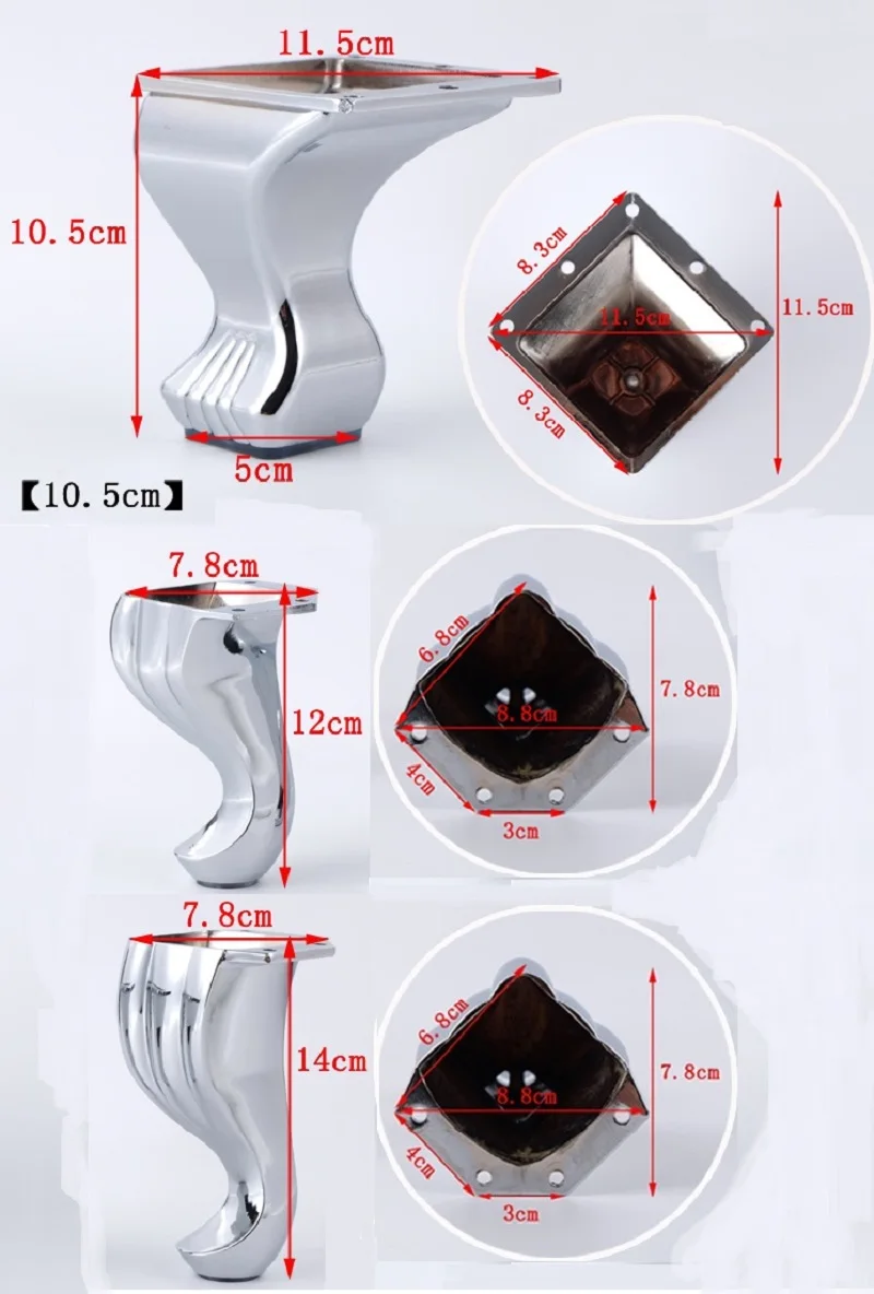 4 шт./партия, мебель Premintehdw, ванна кофе для бара, дивана, кресла, цинковые ножки ноги с винтами, хром
