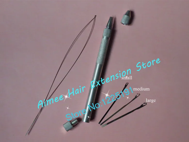 

2PCS Wholesale Metal Lace Wig Making Ventilation/Handle Pulling/Weaving Needles micro ring loop threader for hair extension tool