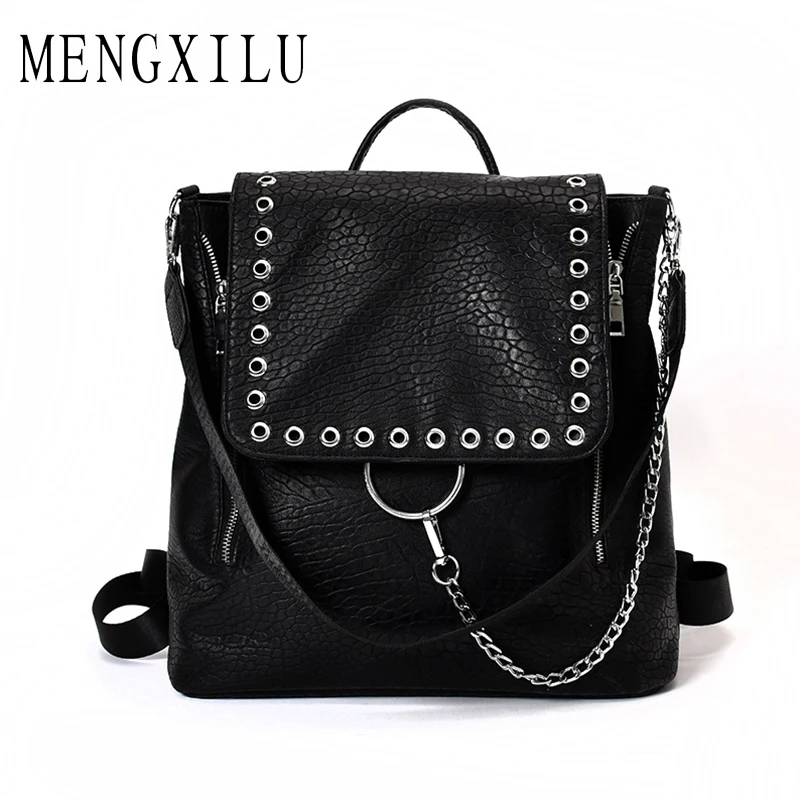 

MENGXILU Rivets Women Backpack Casual Korean School woven Backpack Small Women Bag Fresh teenager bag Rucksack Haversack Mascu