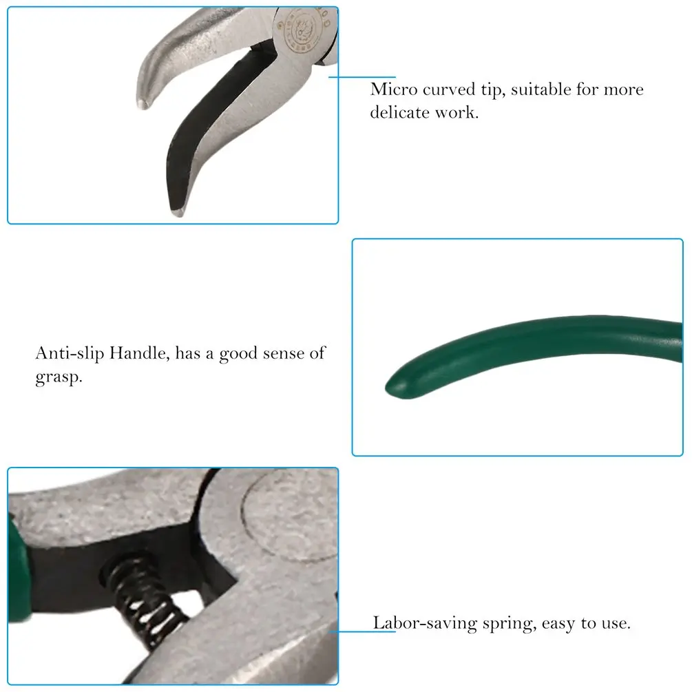 BERRYLION G085 5 externa curva alicates larga aguja curvada Mini Reparación de mano DIY herramienta de precisión artesanal de Pinzas