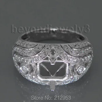 

Vintage Emerald Cut 6x8mm Solid 18Kt White Gold Setting Ring for Women Wedding Jewelry WU161