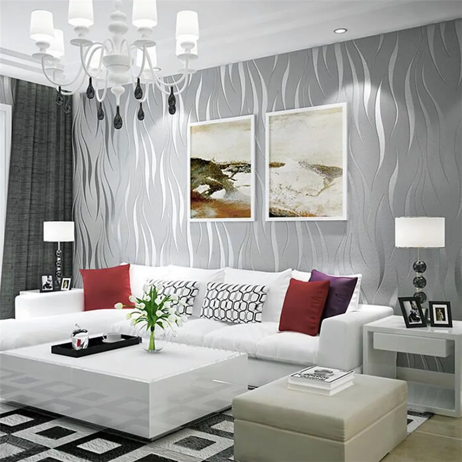 

Non-woven fabric 10M Elegant Ripple Wall Paper Wall Poster for Wall Decoration Sticker Home Office Ornament