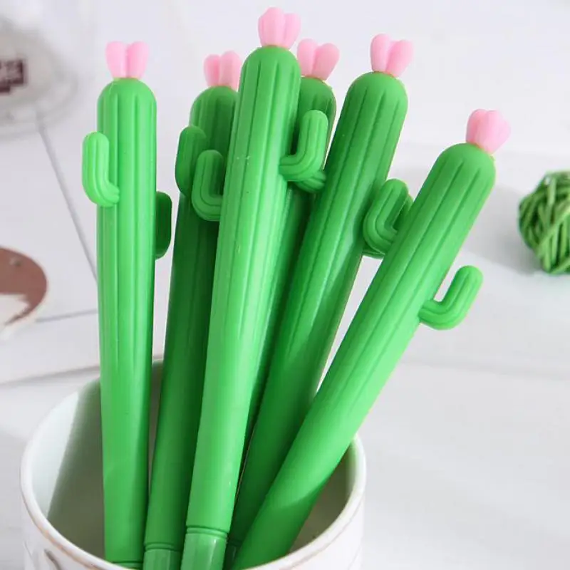 

20 Pcs Imitation Cactus Neutral Pen Small Fresh Student Fountain Pen Black Signature Pens Creative Stationery Gifts Wholesale