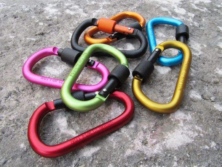

Hot Sell Multi-color Padlock Key Chain Safety Buckle With Lock Aluminium Alloy Climbing Hook Ring Good Quality