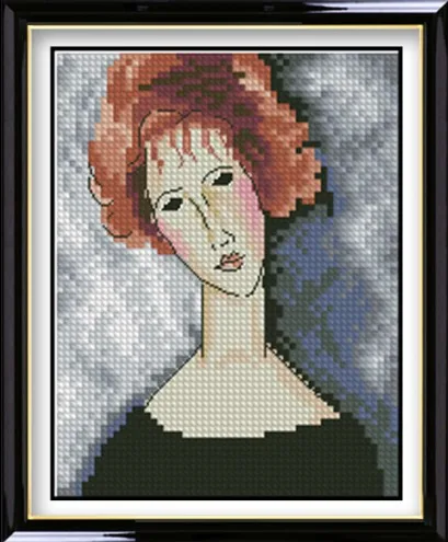 Cross Stitch Kit Red-haired Girl Portrait of Woman in Red Hair Girl Lady rto