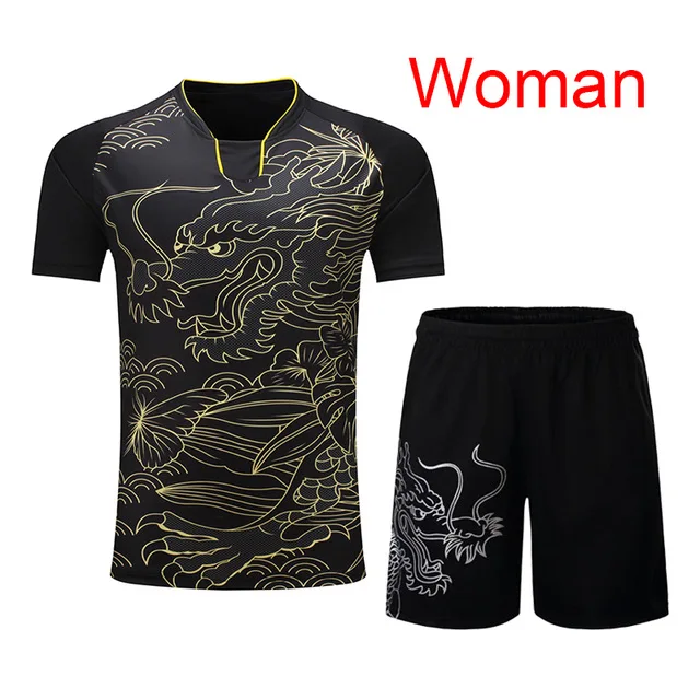 Мужская/женская одежда для настольного тенниса рубашка для бадминтона рубашка для настольного тенниса с коротким рукавом спортивная одежда для бадминтона костюм-униформа для пинг-понга - Цвет: women black set