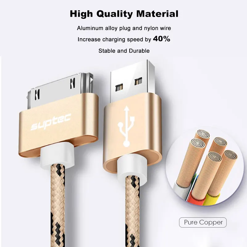 SUPTEC 2 м 3 м USB кабель для iPhone 4S 4 S 3GS iPad 1 2 3 iPod Nano itouch Быстрая Зарядка Синхронизация данных 30 Pin USB зарядное устройство Шнур адаптер