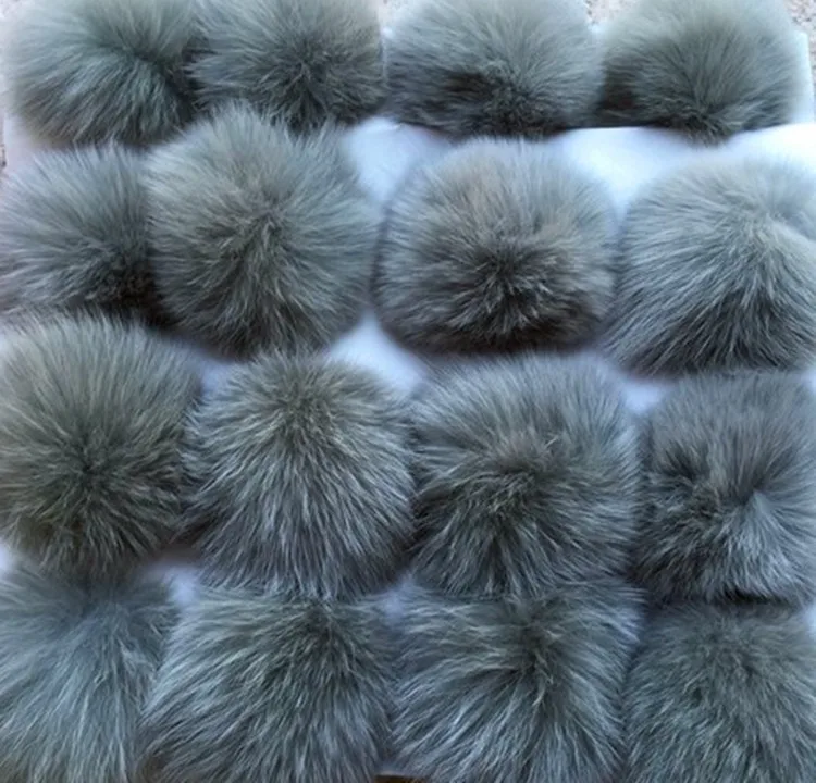 5pcs/lot 10cm Natural Real Fox Fur Ball Pom Pom Fluffy Genuine Fur Pompom DIY Winter Hat Skullies Beanies Knitted Cap Pompoms