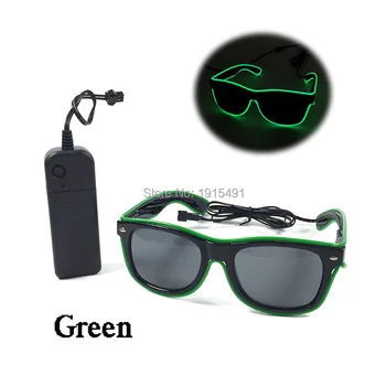 

TOP Selling Neon EL Cold Light Sunglasses Holiday Lighting Green Fluorescent Rave Costume Accessory Christmas Party Decoration