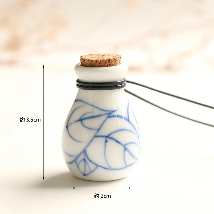 100 шт./лот, пустой керамический флакон для духов многоразового использования, контейнер для эфирного масла в китайском стиле,, ожерелье ручной работы для девочек