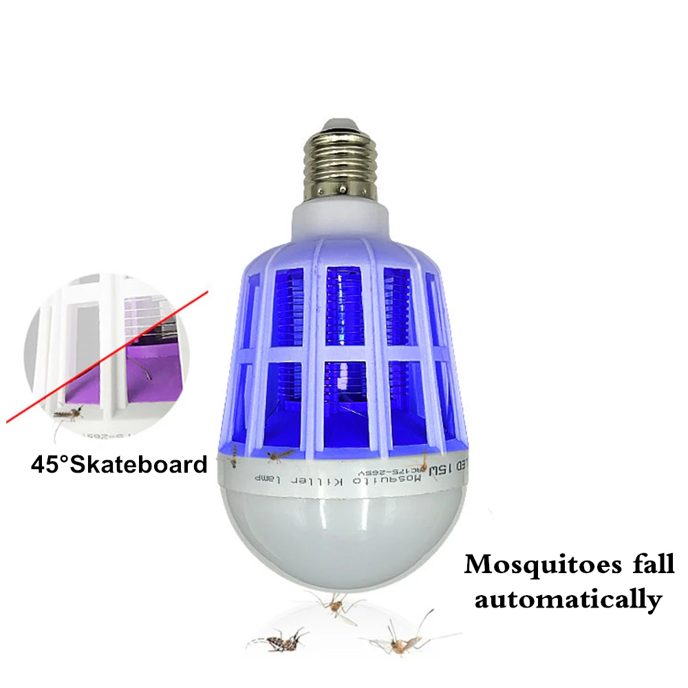 Двойной Применение Электрический светодиодный ночник мухобойка 220 V Светодиодный лампа комаров убийца свет 15 Вт E27 винт база противомоскитная лампа